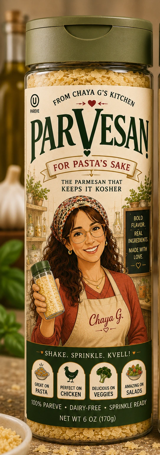 ParVesan bottle front label featuring Chaya G
